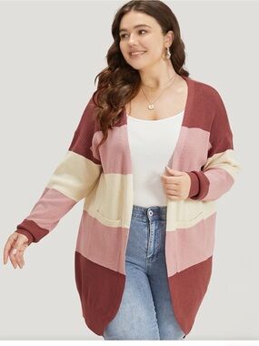 🔥🆕🔥 Bloomchic Colorblock Cardigan US 14-16 (Plus Size) Long Knit Open Front